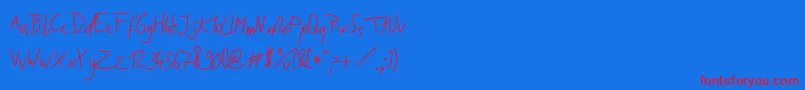 JakobsHandwritingOtf-Schriftart – Rote Schriften auf blauem Hintergrund