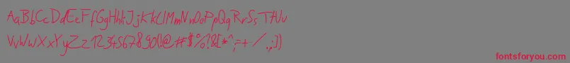 JakobsHandwritingOtf Font – Red Fonts on Gray Background