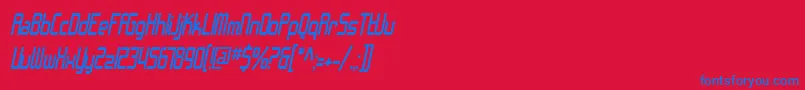 SfChromeFendersCondensedOblique Font – Blue Fonts on Red Background