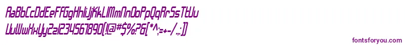 SfChromeFendersCondensedOblique-Schriftart – Violette Schriften auf weißem Hintergrund