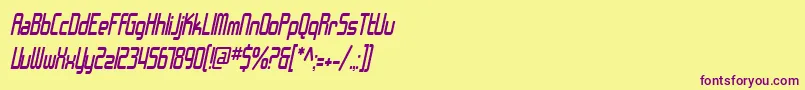 Czcionka SfChromeFendersCondensedOblique – fioletowe czcionki na żółtym tle