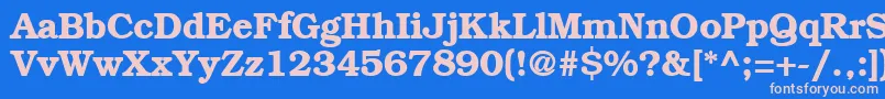 BookplateBold-fontti – vaaleanpunaiset fontit sinisellä taustalla