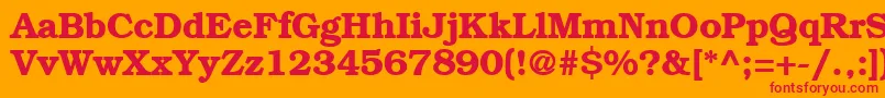 フォントBookplateBold – オレンジの背景に赤い文字