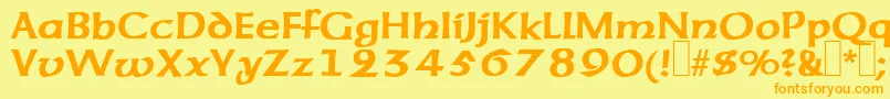 フォントUnzialeRegular – オレンジの文字が黄色の背景にあります。