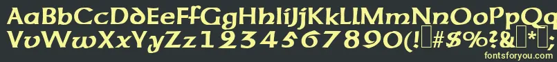 フォントUnzialeRegular – 黒い背景に黄色の文字