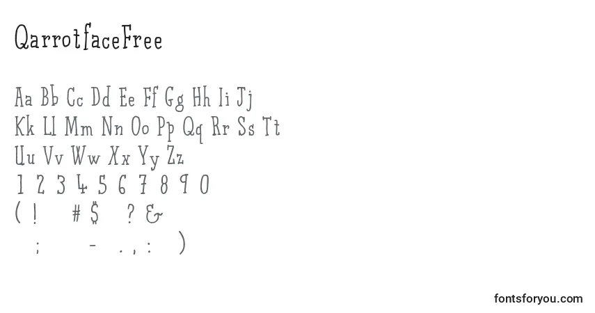 Czcionka QarrotfaceFree – alfabet, cyfry, specjalne znaki