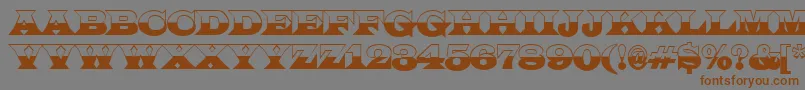 フォントALatinotitulbw – 茶色の文字が灰色の背景にあります。