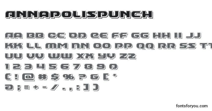 Annapolispunch-fontti – aakkoset, numerot, erikoismerkit