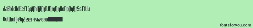 フォントSheCurlsInTheMist – 緑の背景に黒い文字