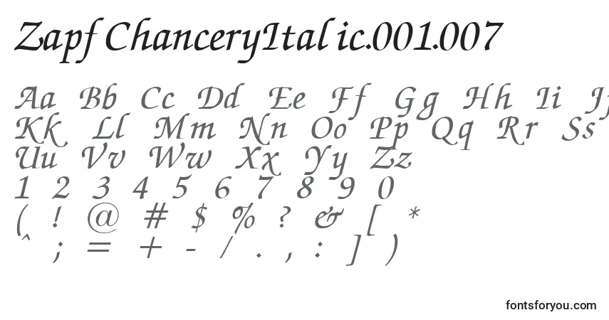 ZapfChanceryItalic.001.007 font – alphabet, numbers, special characters
