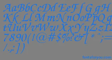 ZapfChanceryItalic.001.007 font – Blue Fonts On Gray Background