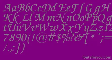 ZapfChanceryItalic.001.007 font – Gray Fonts On Purple Background
