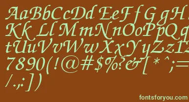ZapfChanceryItalic.001.007 font – Green Fonts On Brown Background