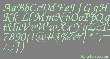 ZapfChanceryItalic.001.007 font – Green Fonts On Gray Background