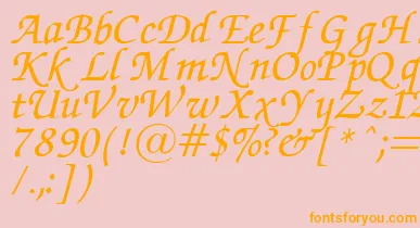 ZapfChanceryItalic.001.007 font – Orange Fonts On Pink Background