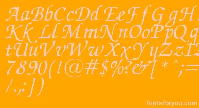 ZapfChanceryItalic.001.007 font – Pink Fonts On Orange Background