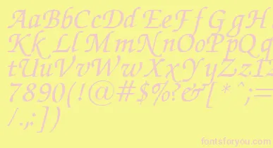 ZapfChanceryItalic.001.007 font – Pink Fonts On Yellow Background
