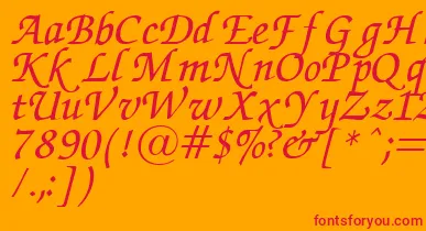 ZapfChanceryItalic.001.007 font – Red Fonts On Orange Background