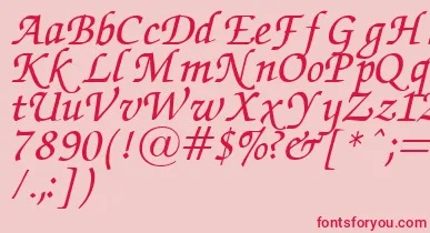 ZapfChanceryItalic.001.007 font – Red Fonts On Pink Background