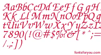 ZapfChanceryItalic.001.007 font – Red Fonts On White Background