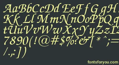 ZapfChanceryItalic.001.007 font – Yellow Fonts On Black Background