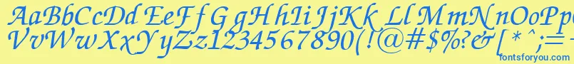 ZapfChanceryItalic.001.007 Font – Blue Fonts on Yellow Background