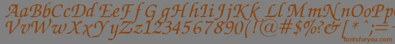 ZapfChanceryItalic.001.007 Font – Brown Fonts on Gray Background