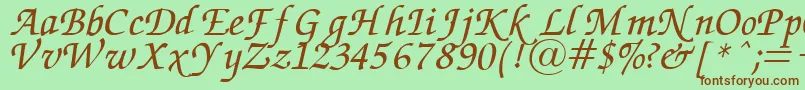 ZapfChanceryItalic.001.007 Font – Brown Fonts on Green Background