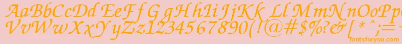 ZapfChanceryItalic.001.007 Font – Orange Fonts on Pink Background