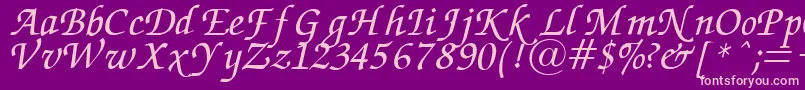 ZapfChanceryItalic.001.007 Font – Pink Fonts on Purple Background