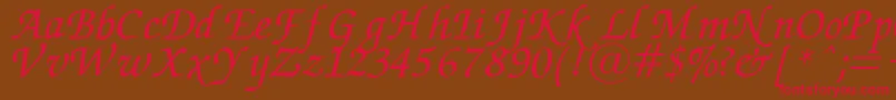 ZapfChanceryItalic.001.007 Font – Red Fonts on Brown Background