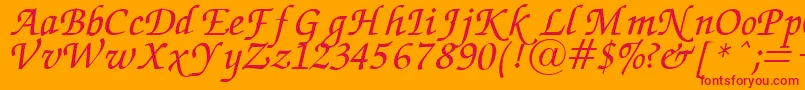 ZapfChanceryItalic.001.007 Font – Red Fonts on Orange Background