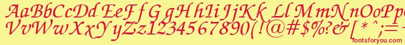 Шрифт ZapfChanceryItalic.001.007 – красные шрифты на жёлтом фоне