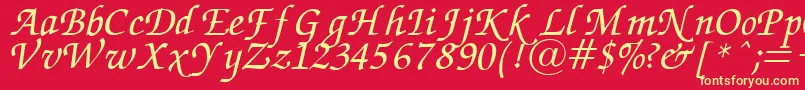 ZapfChanceryItalic.001.007 Font – Yellow Fonts on Red Background