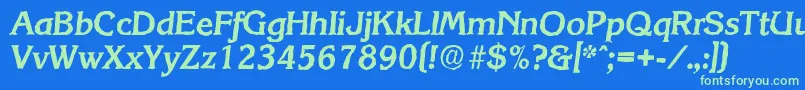 フォントKorinthantiqueBolditalic – 青い背景に緑のフォント