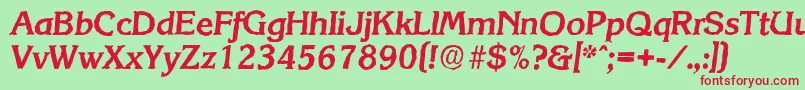 Czcionka KorinthantiqueBolditalic – czerwone czcionki na zielonym tle