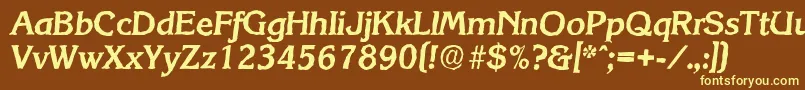 KorinthantiqueBolditalic-fontti – keltaiset fontit ruskealla taustalla