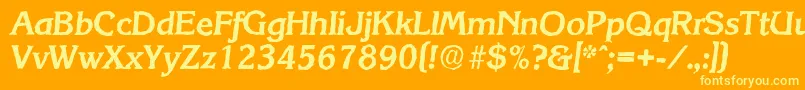 Fonte KorinthantiqueBolditalic – fontes amarelas em um fundo laranja