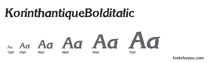 Размеры шрифта KorinthantiqueBolditalic