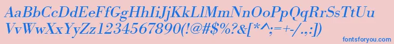 UrwbodonitwidOblique-Schriftart – Blaue Schriften auf rosa Hintergrund