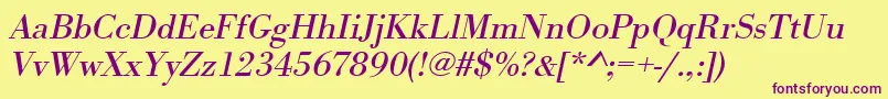 UrwbodonitwidOblique Font – Purple Fonts on Yellow Background