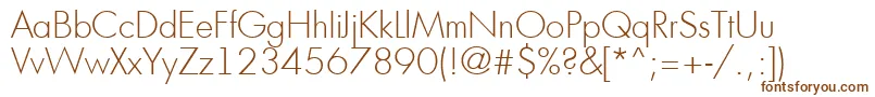 フォントFutur16 – 白い背景に茶色のフォント