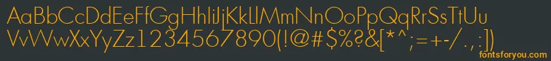Futur16-Schriftart – Orangefarbene Schriften auf schwarzem Hintergrund