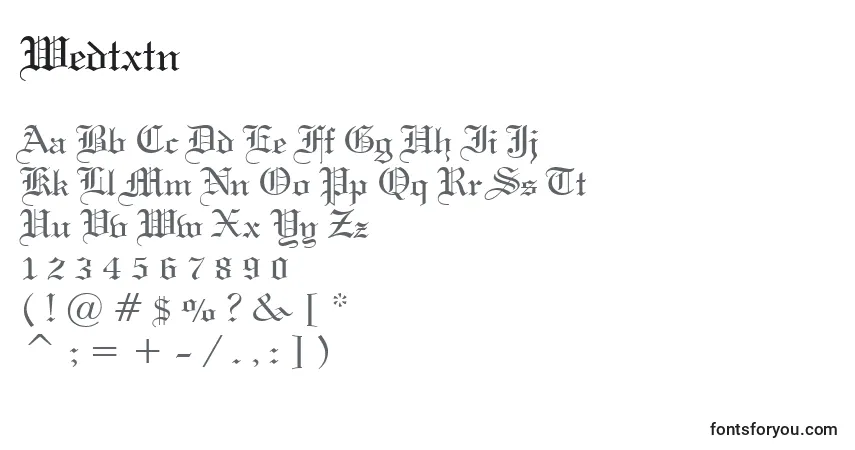 A fonte Wedtxtn – alfabeto, números, caracteres especiais