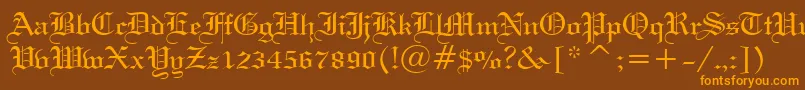 Wedtxtn-Schriftart – Orangefarbene Schriften auf braunem Hintergrund