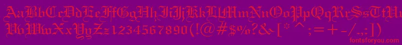 フォントWedtxtn – 紫の背景に赤い文字