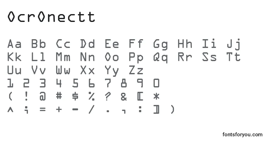 Czcionka OcrOnectt – alfabet, cyfry, specjalne znaki
