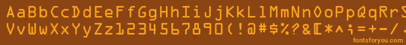 フォントOcrOnectt – オレンジ色の文字が茶色の背景にあります。