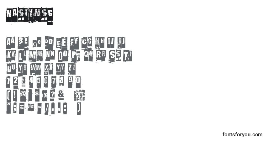 Czcionka Nastymsg – alfabet, cyfry, specjalne znaki
