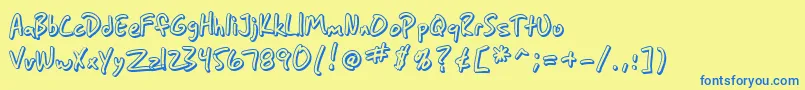 SfGrungeSansShadow Font – Blue Fonts on Yellow Background